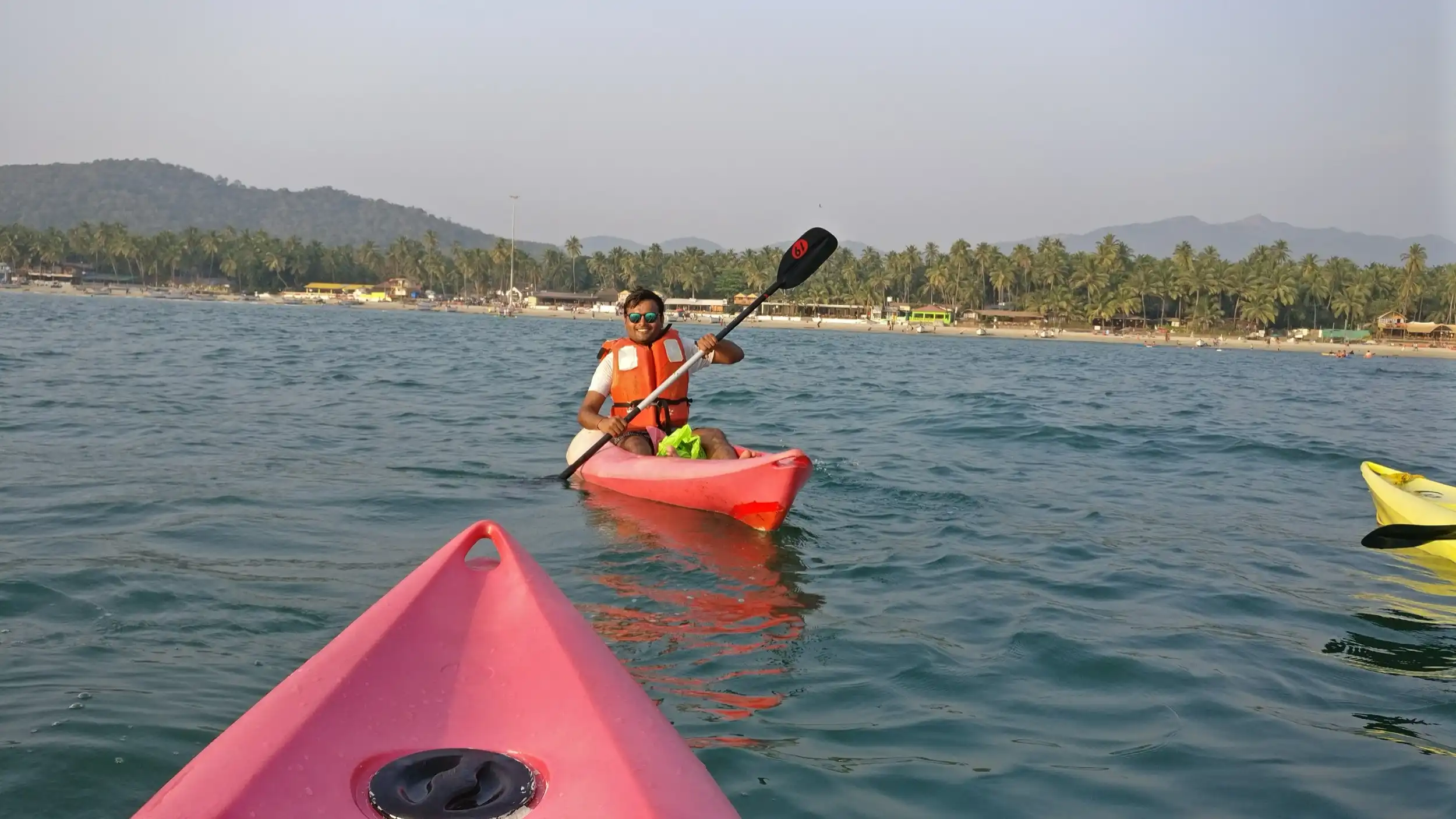 Kayaking off a beach